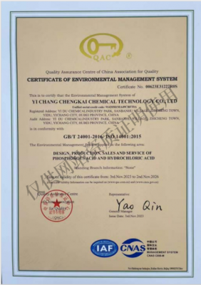 環(huán)境管理體系認(rèn)證證書-英